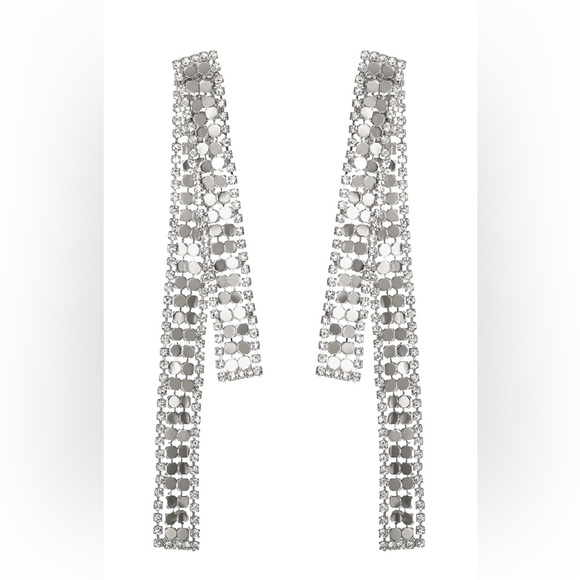 Elegant Silver Rhinestone Drop Earrings‎ - Picture 1 of 3